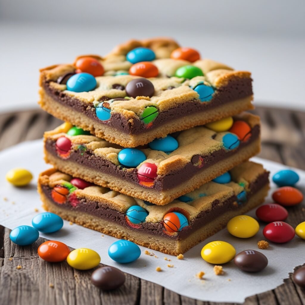 m&m chocolate chip cookie bars